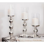 Bougeoir EDZARD bougeoir en bambou, élégant argenté, résistant au ternissement, avec verre, hauteur 43 cm EDZARD-SHOP.com