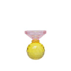 Bougeoir ambre et rose h10cm AULICA