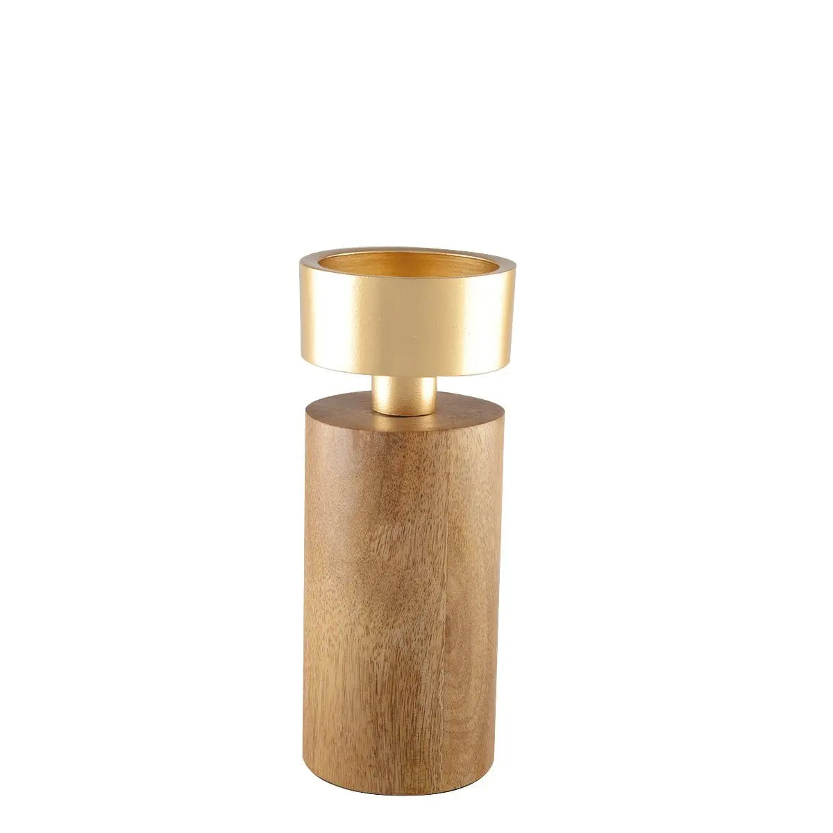 Bougeoir bois et métal doré 19cm AULICA