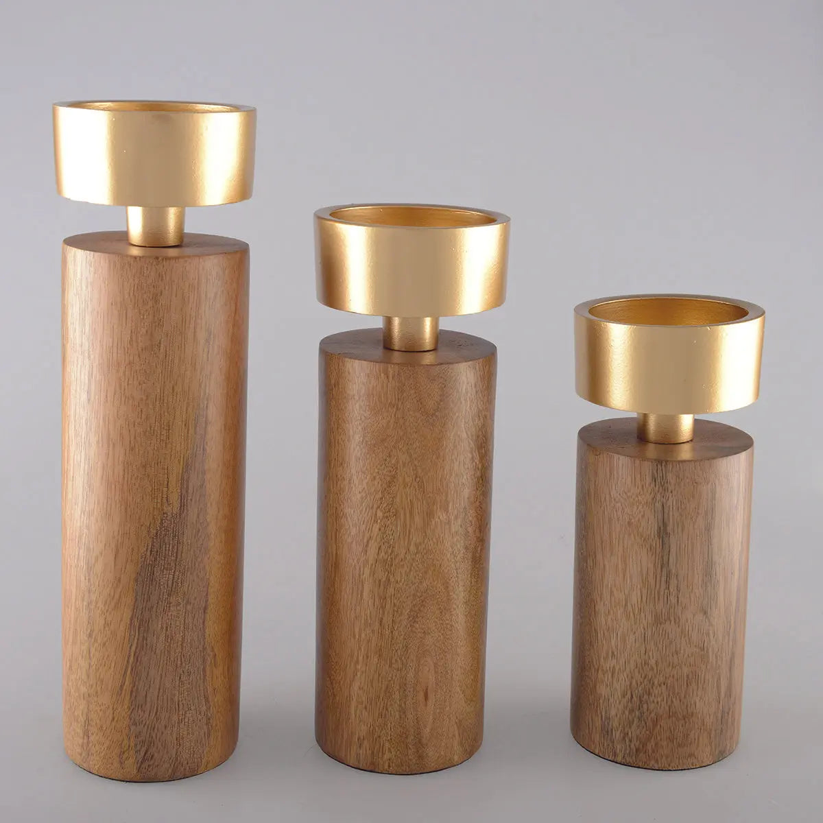 Bougeoir bois et métal doré 19cm AULICA