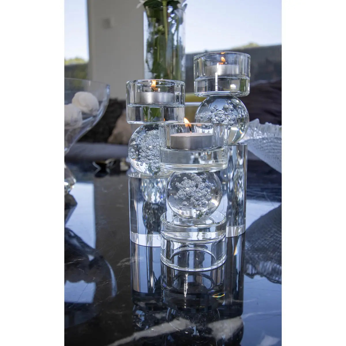 Bougeoir bulle en verre 6x6x16.2cm AULICA