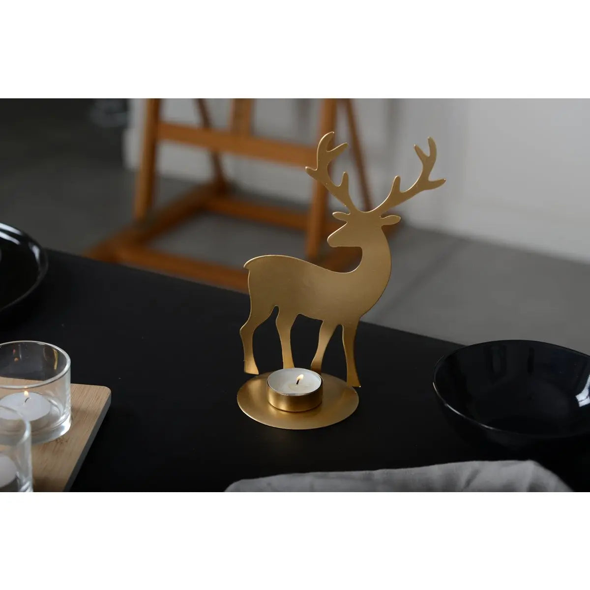 Bougeoir cerf métal doré AULICA