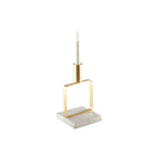 Bougeoir doré mat carré support marbre   h.17 cm AULICA