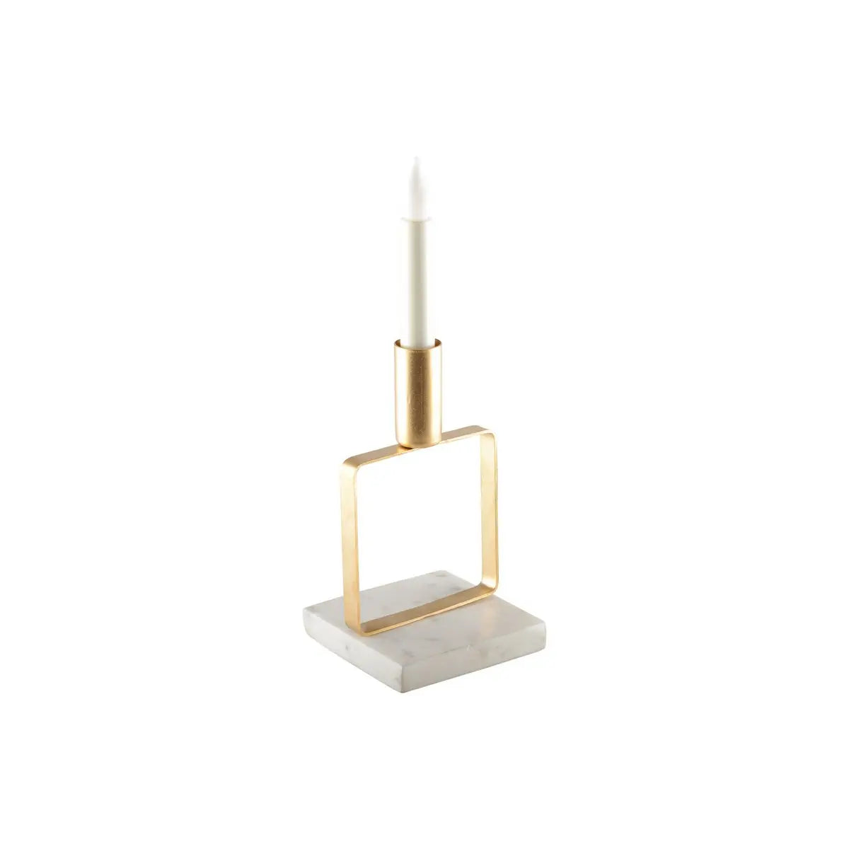 Bougeoir doré mat carré support marbre   h.17 cm AULICA