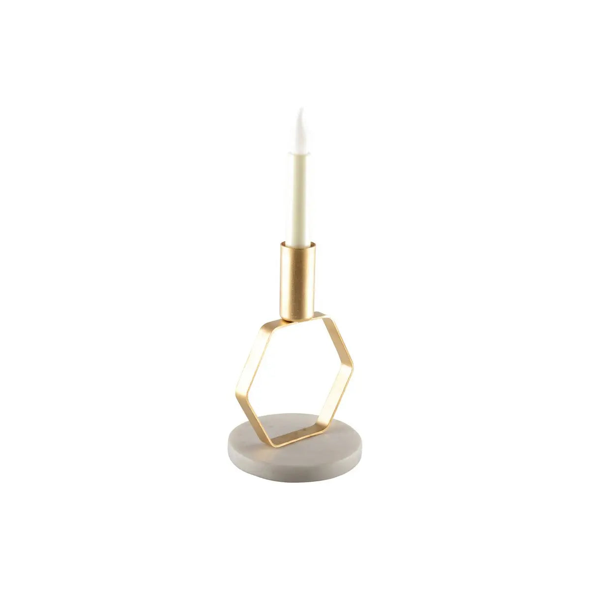 Bougeoir doré mat octo support marbre h.17 cm AULICA