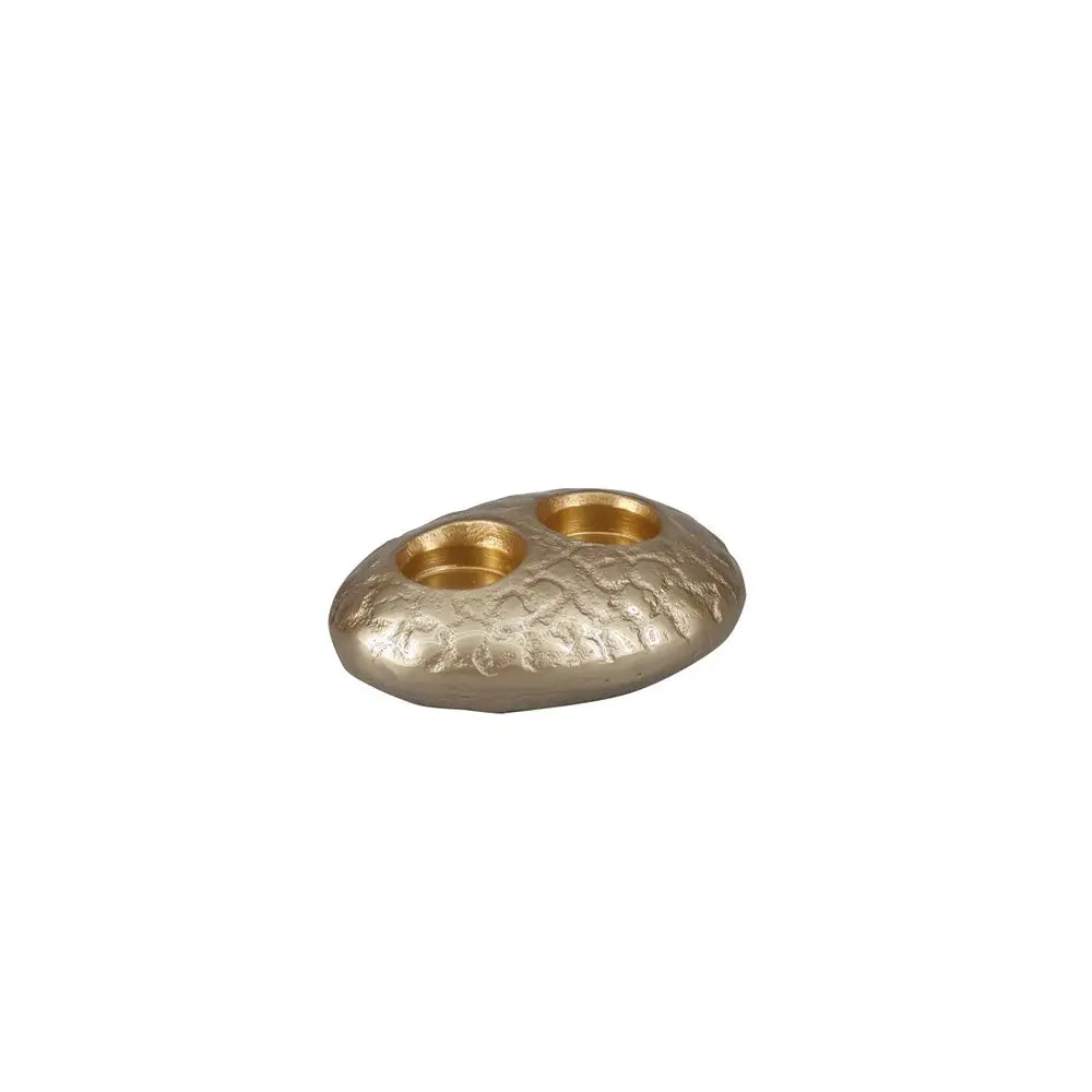 Bougeoir double sable en aluminium 15x11x5.5cm AULICA