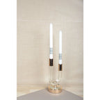 Bougeoir en verre transparent et doré 12x10x24cm AULICA