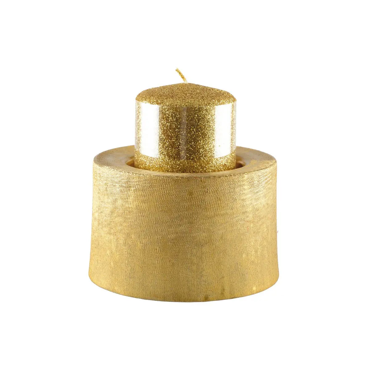 Bougeoir métal doré 12.5x12.5x8.5cm AULICA