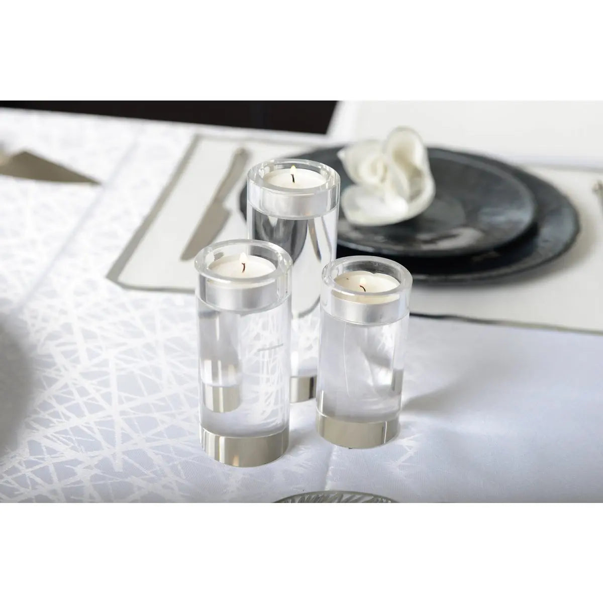 Bougeoir rond haut en verre h.10 cm AULICA