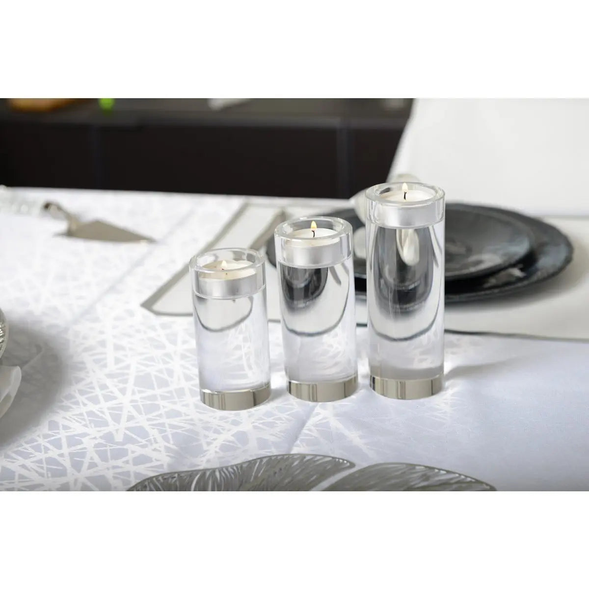Bougeoir rond haut en verre h.10 cm AULICA