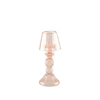 Bougeoir rose sur pied en verre 9x9x21.5cm AULICA