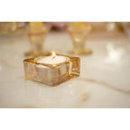 Bougeoirs ambre 5x5x2.5cm - lot de 2 AULICA