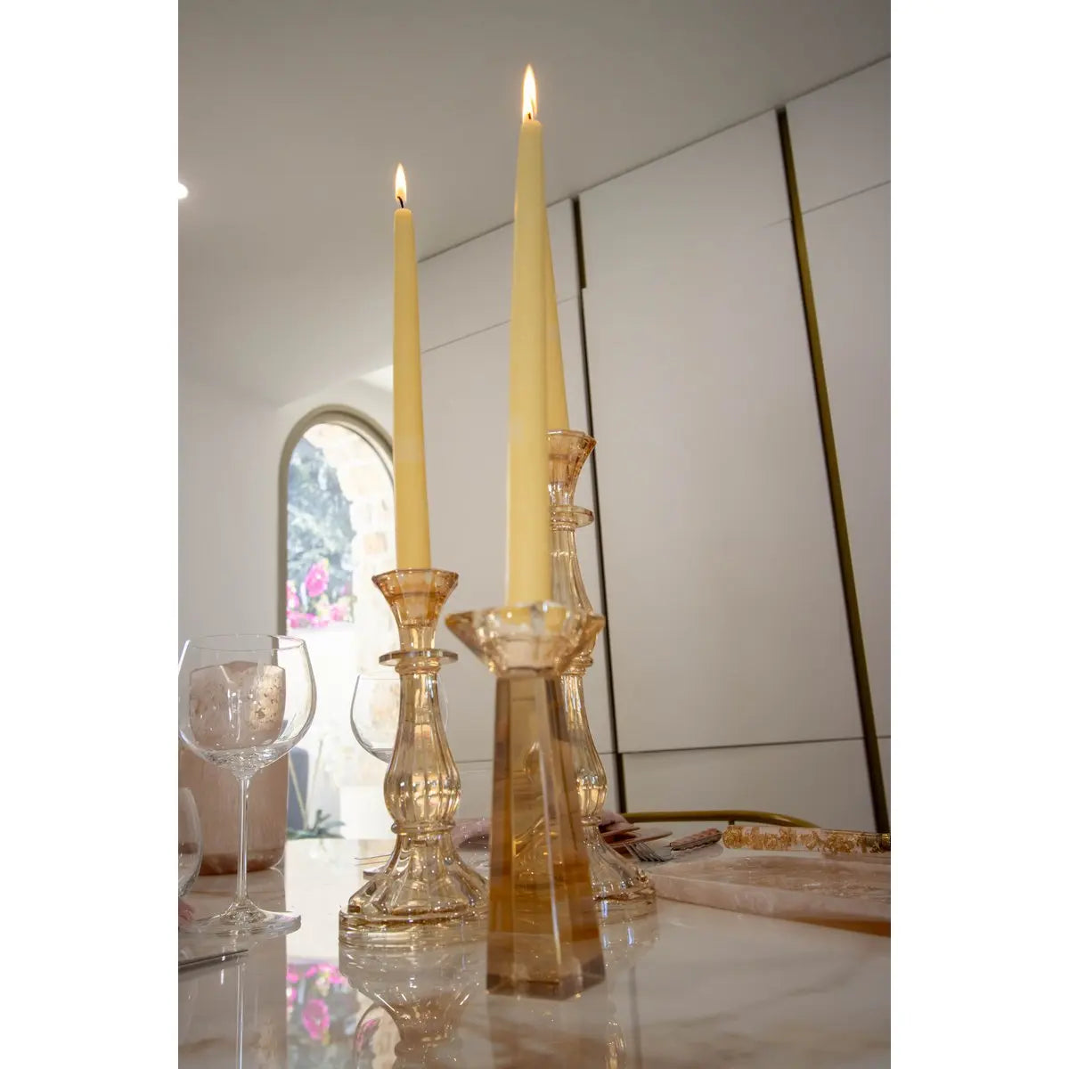 Bougeoirs ambres h20cm - lot de 2 AULICA