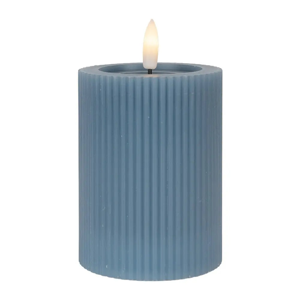 Bougie LED 8x13 cm cire bleue Clayre & Eef.