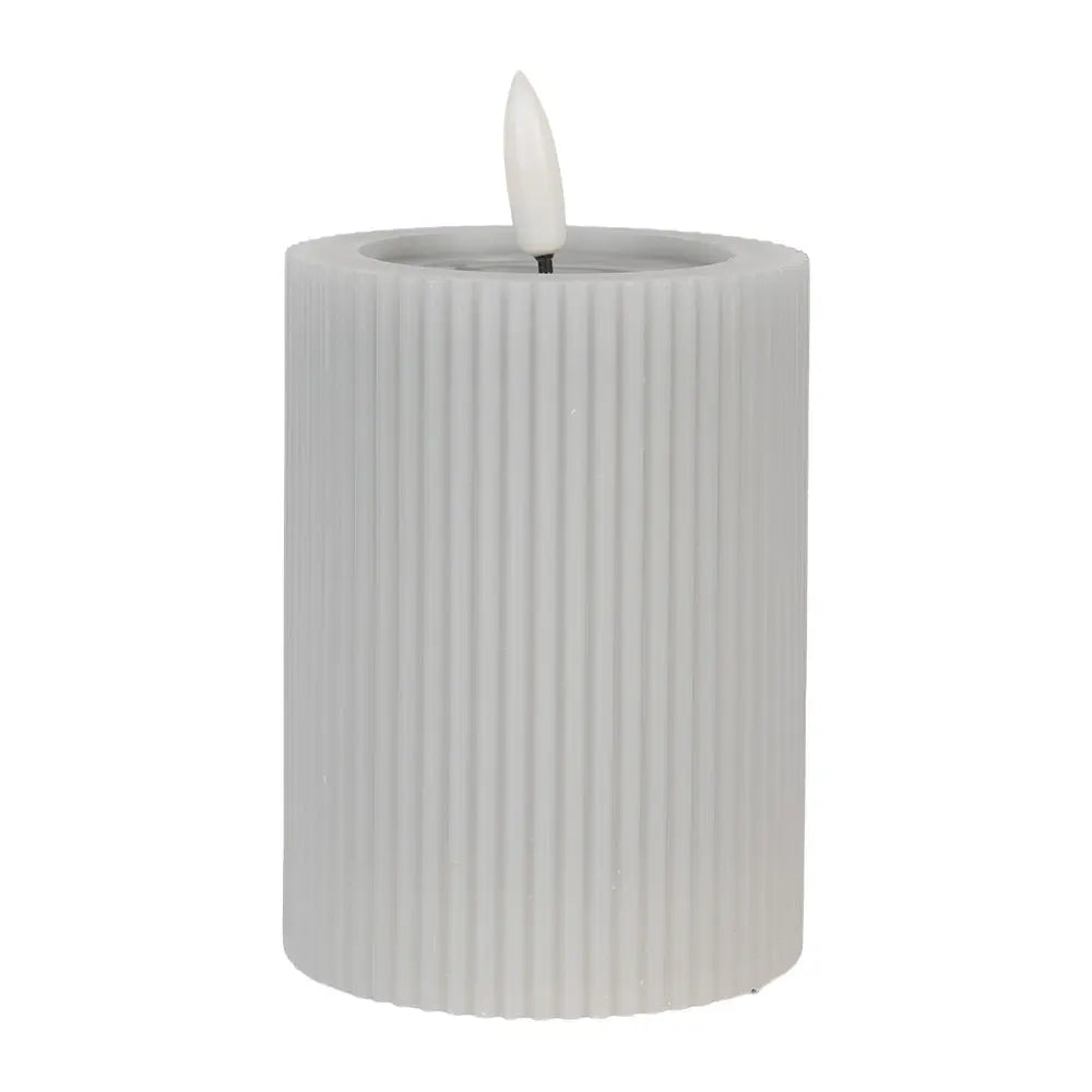 Bougie LED Ø 8x13 cm Cire grise Clayre & Eef.