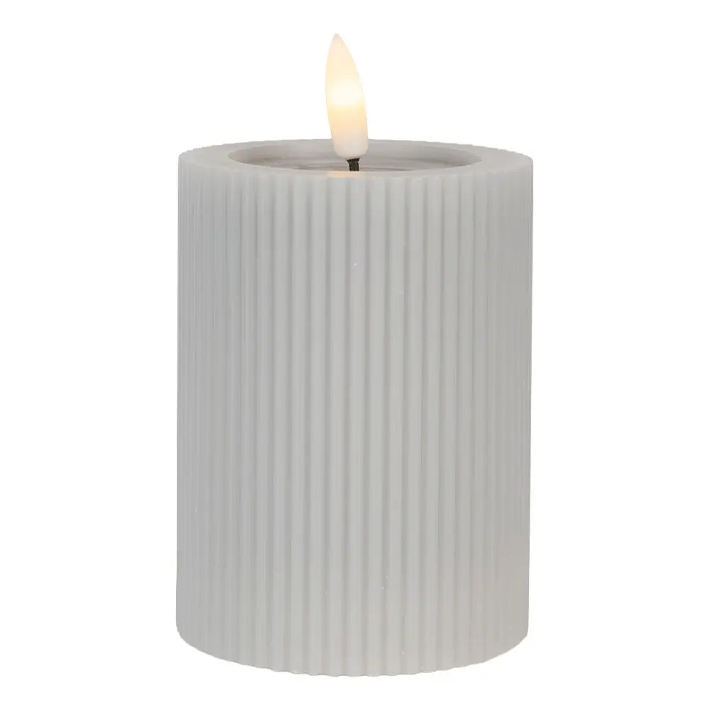 Bougie LED Ø 8x13 cm Cire grise Clayre & Eef.