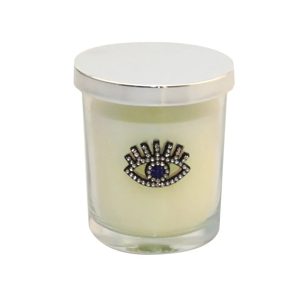 Bougie argent œil parfum patchouli AULICA