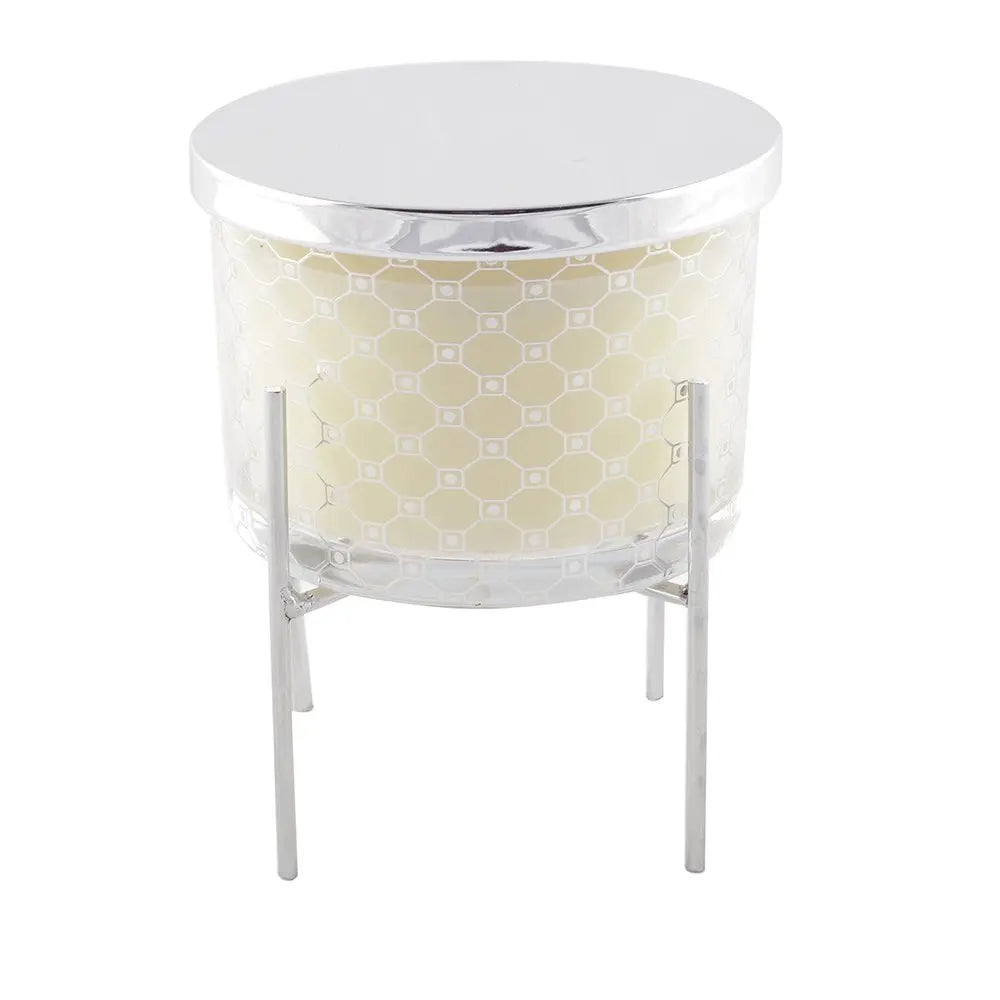 Bougie parfum patchouli avec bougeoir argent AULICA