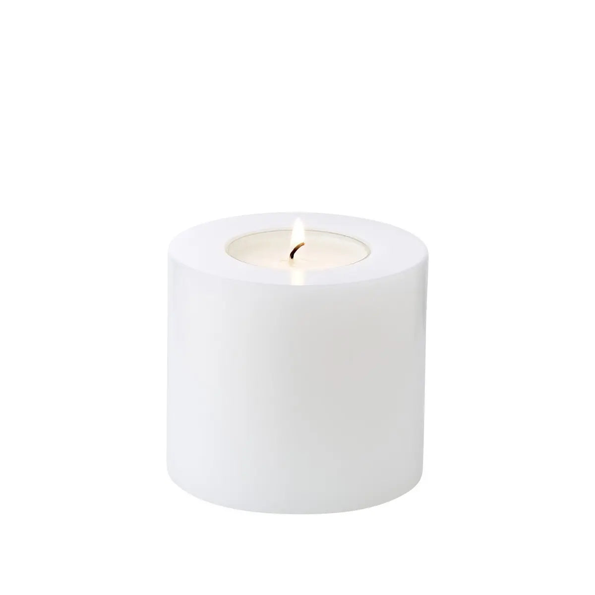 Bougie permanente Cornelius (hauteur 9 cm, ø 10 cm), blanche, photophore résistant à la chaleur 90° EDZARD-SHOP.com
