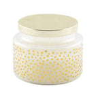 Bougie ronde avec petits points et couvercle doré parfum sauge AULICA