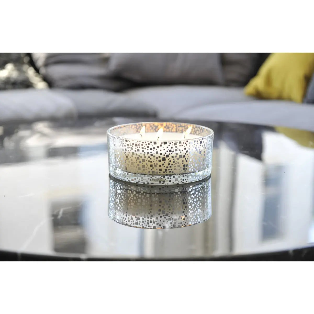 Bougie vanille pot en verre argent AULICA