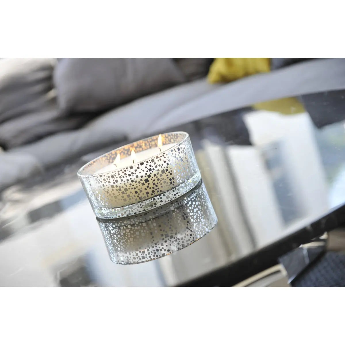 Bougie vanille pot en verre argent AULICA