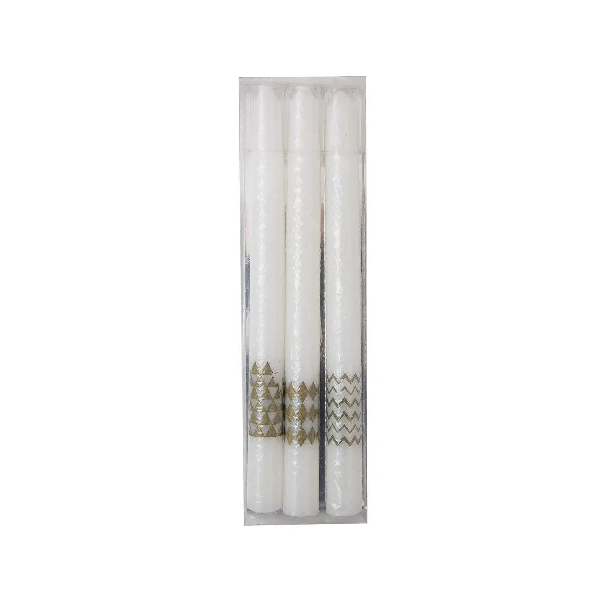Bougies flambeau décor doré - lot de 3 AULICA