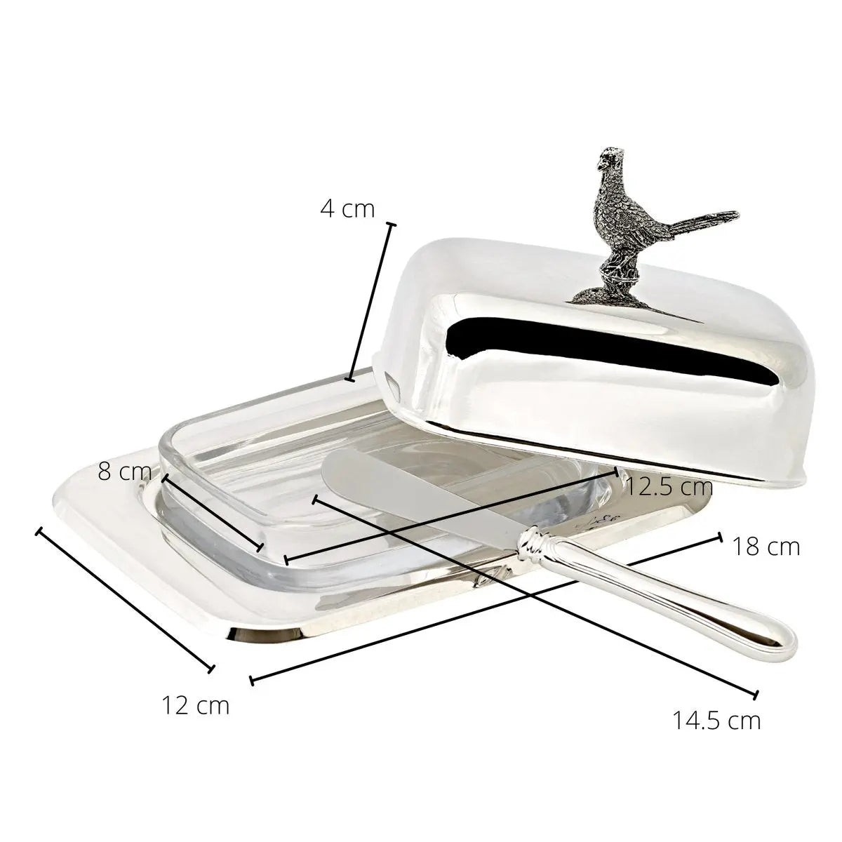 Butterdose Fasan mit Messer (L 18 cm) EDZARD-SHOP.com