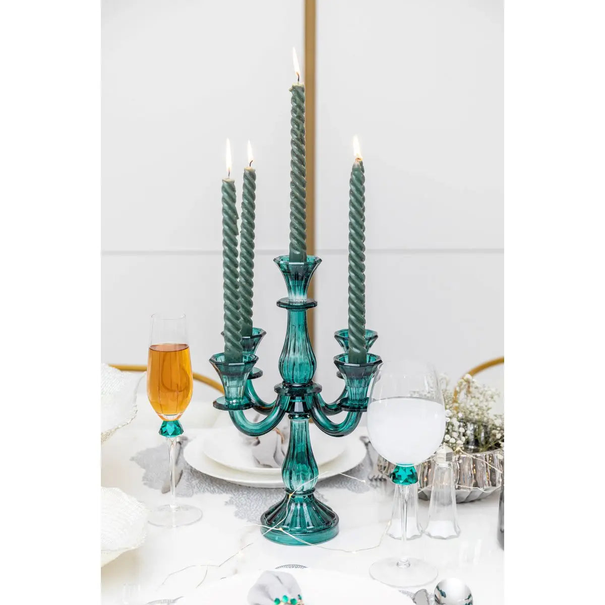 CHANDELIER 5 FEUX TURQUOISE H35CM AULICA