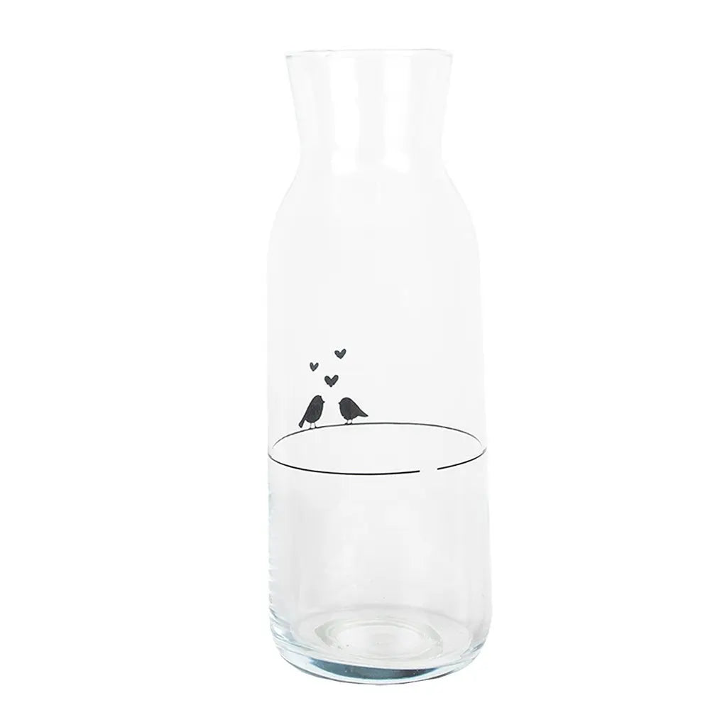 Carafe 1000 ml Oiseaux en Verre Transparent Clayre & Eef.