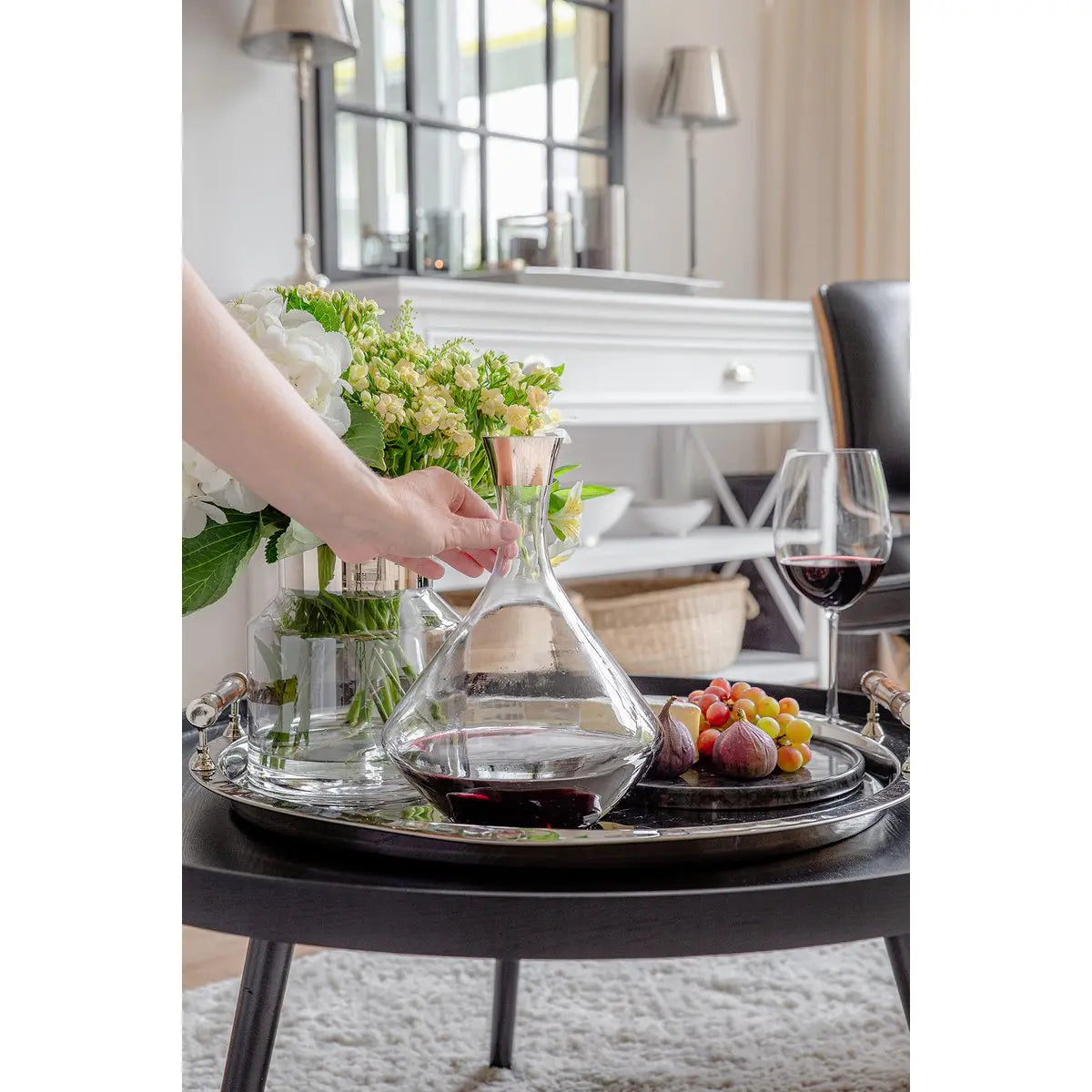 Carafe carafe EDZARD Frederick, verre cristal soufflé à la bouche avec bord en platine, H 27 cm, capacité 2,1 litres EDZARD-SHOP.com