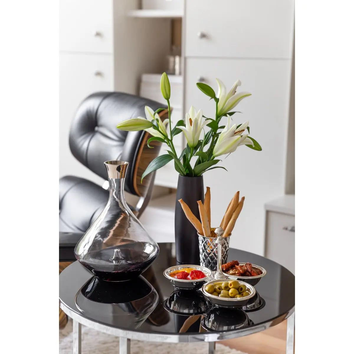 Carafe carafe EDZARD Frederick, verre cristal soufflé à la bouche avec bord en platine, H 27 cm, capacité 2,1 litres EDZARD-SHOP.com