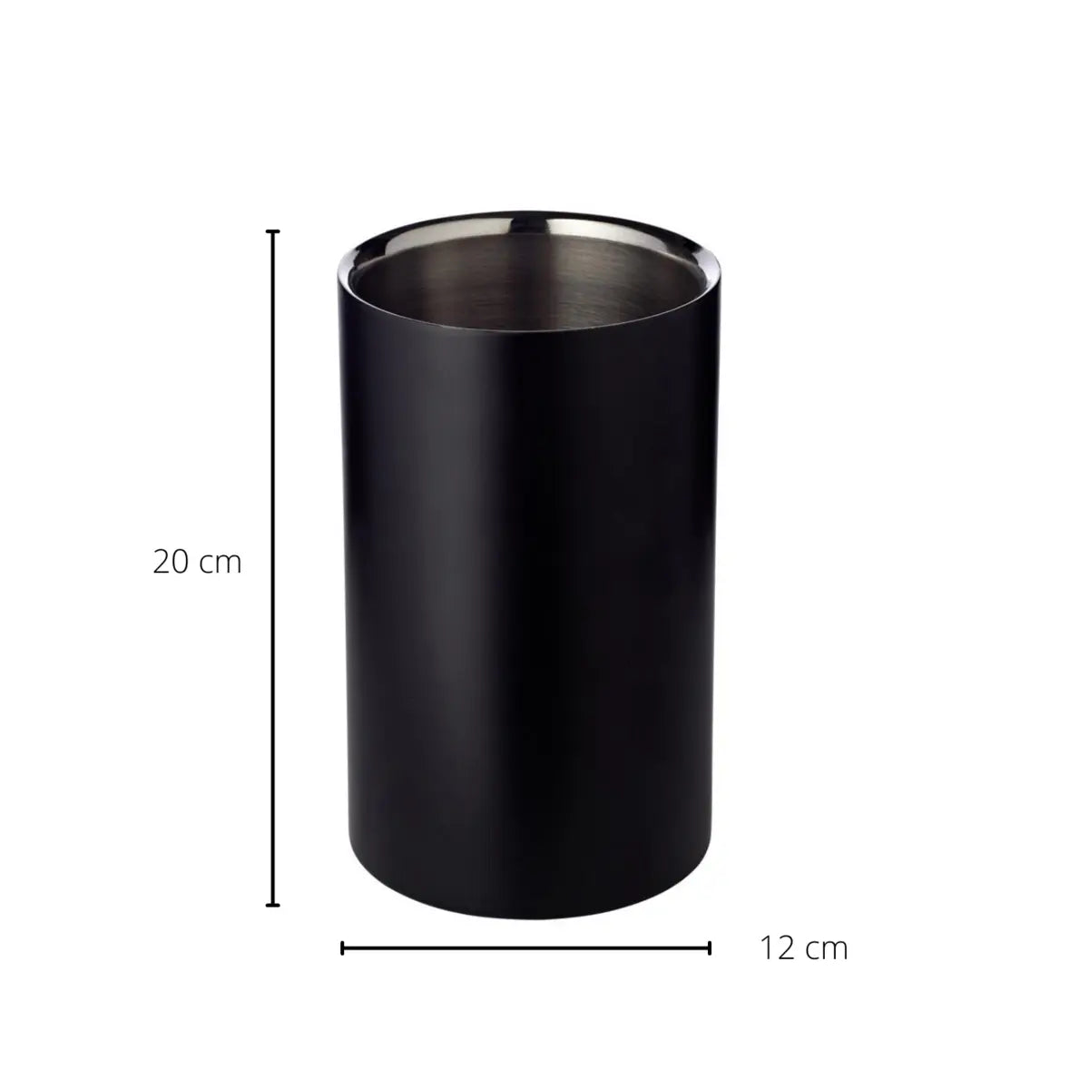 Cave à vin EDZARD Pearl, double paroi, extérieur noir mat, intérieur en acier inoxydable, hauteur 20 cm, ø 12 cm EDZARD-SHOP.com