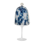 Cloche sur pied blanche et bleue 15x15x32.5cm AULICA