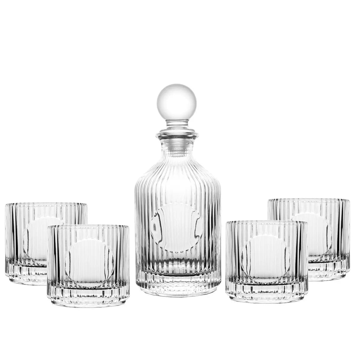 Coffret whisky en verre rayé avec carafe 500ml et 4 verres 330ml AULICA