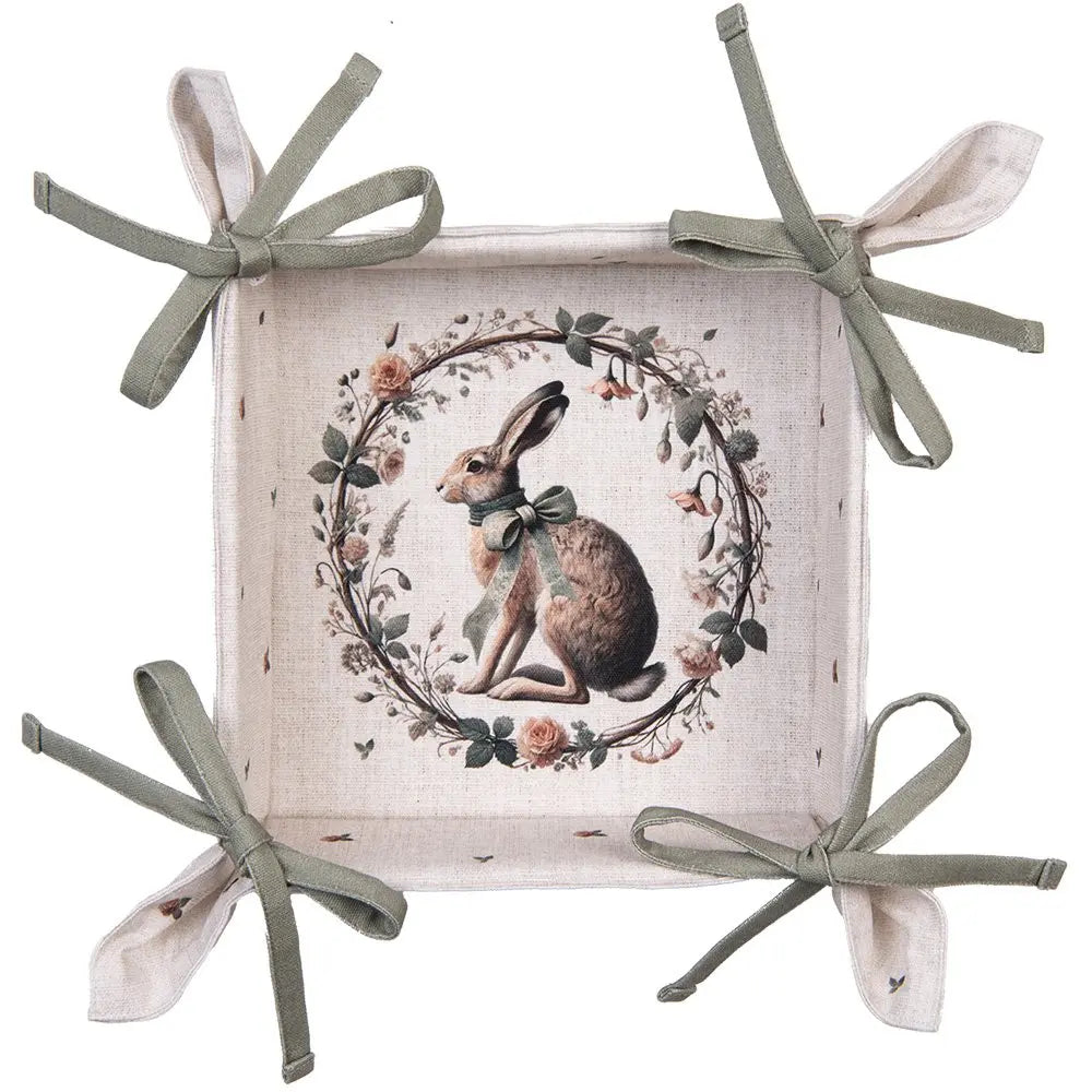 Corbeille à pain 35x35x8 cm Beige Coton Clayre & Eef.