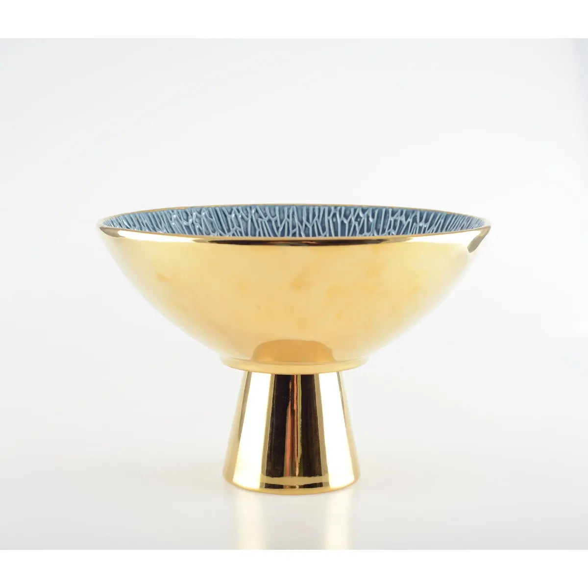 Coupe à fruits sur pied dorée et bleue AULICA