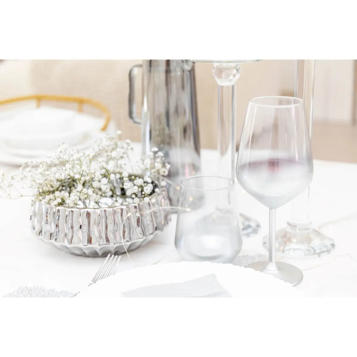 Coupe décorative argent brillant 20x20x8cm AULICA
