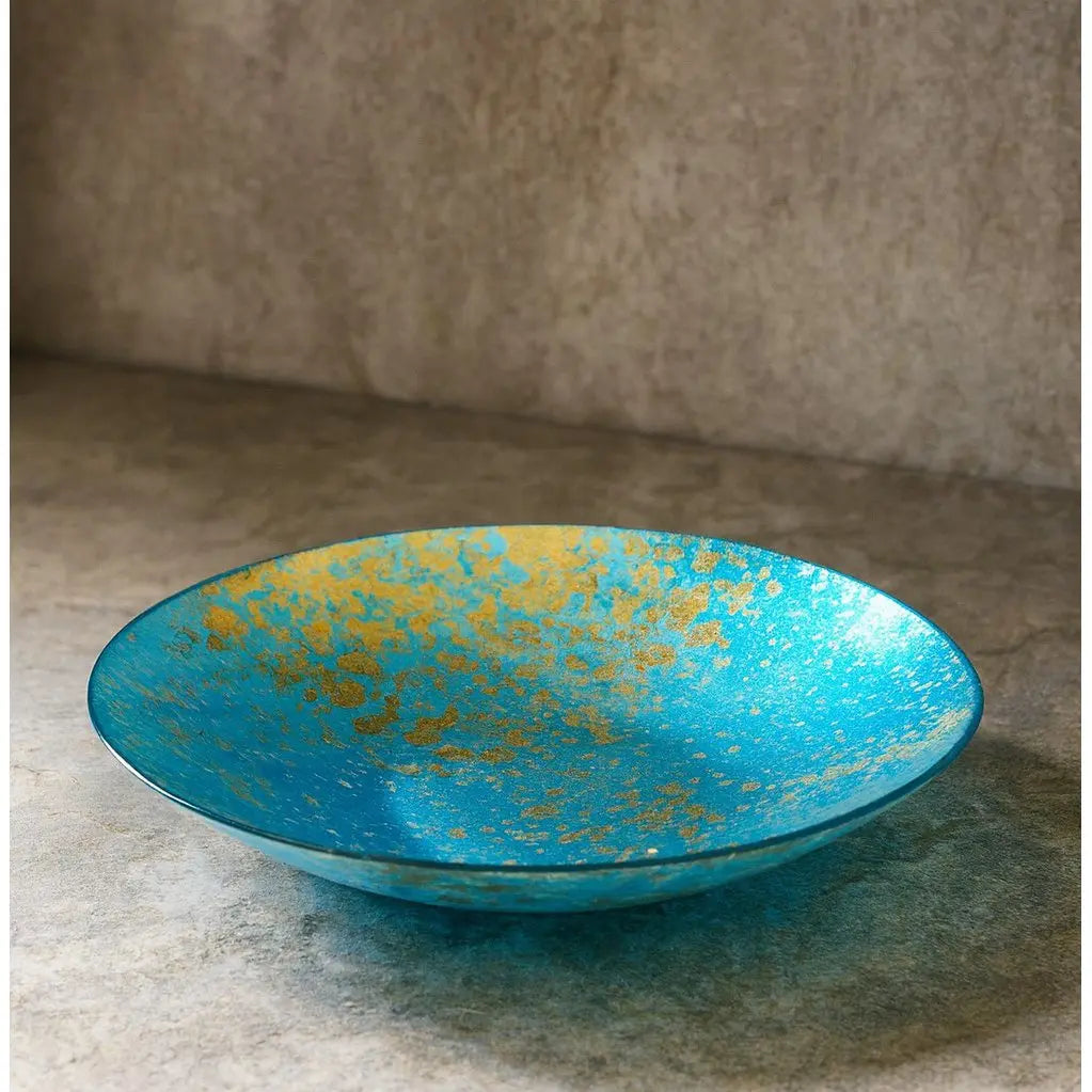 Coupe décorative bleue et dorée 39.5x39.5x6.5cm AULICA