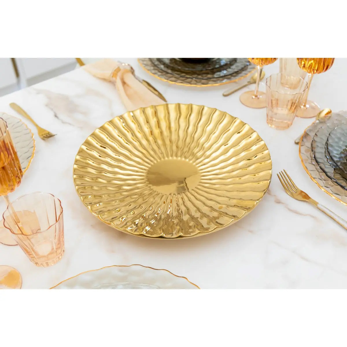 Coupe décorative dorée brillant 36x36x5.5cm AULICA