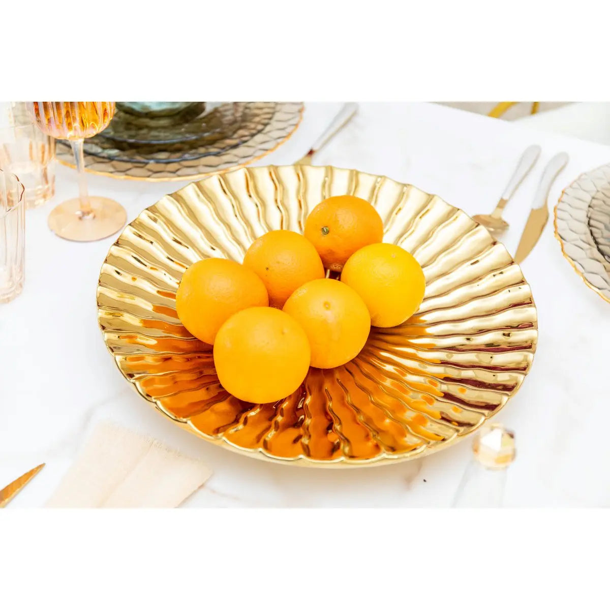 Coupe décorative dorée brillant 36x36x5.5cm AULICA