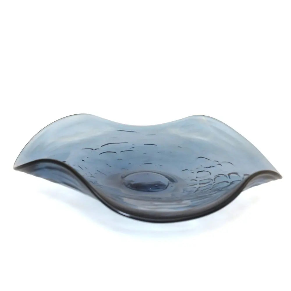 Coupe décorative en verre bleue 30x30x6.5cm AULICA