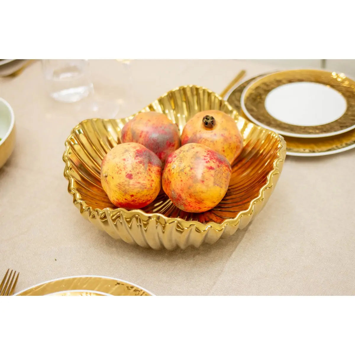 Coupe en céramique dorée 30.5x30.5x11.5cm AULICA