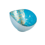 Coupe ovale bleue et dorée 26.5x14.3x11.5cm AULICA