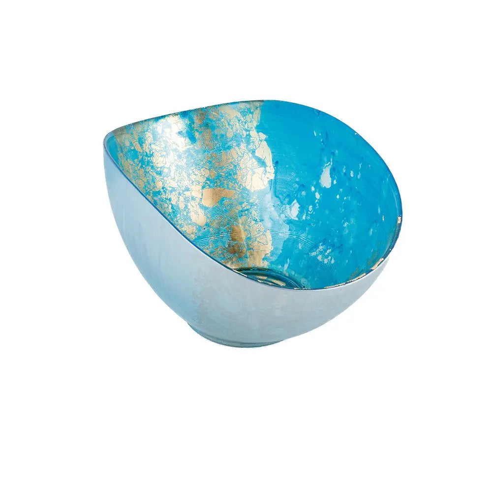 Coupe ovale bleue et dorée 26.5x14.3x11.5cm AULICA