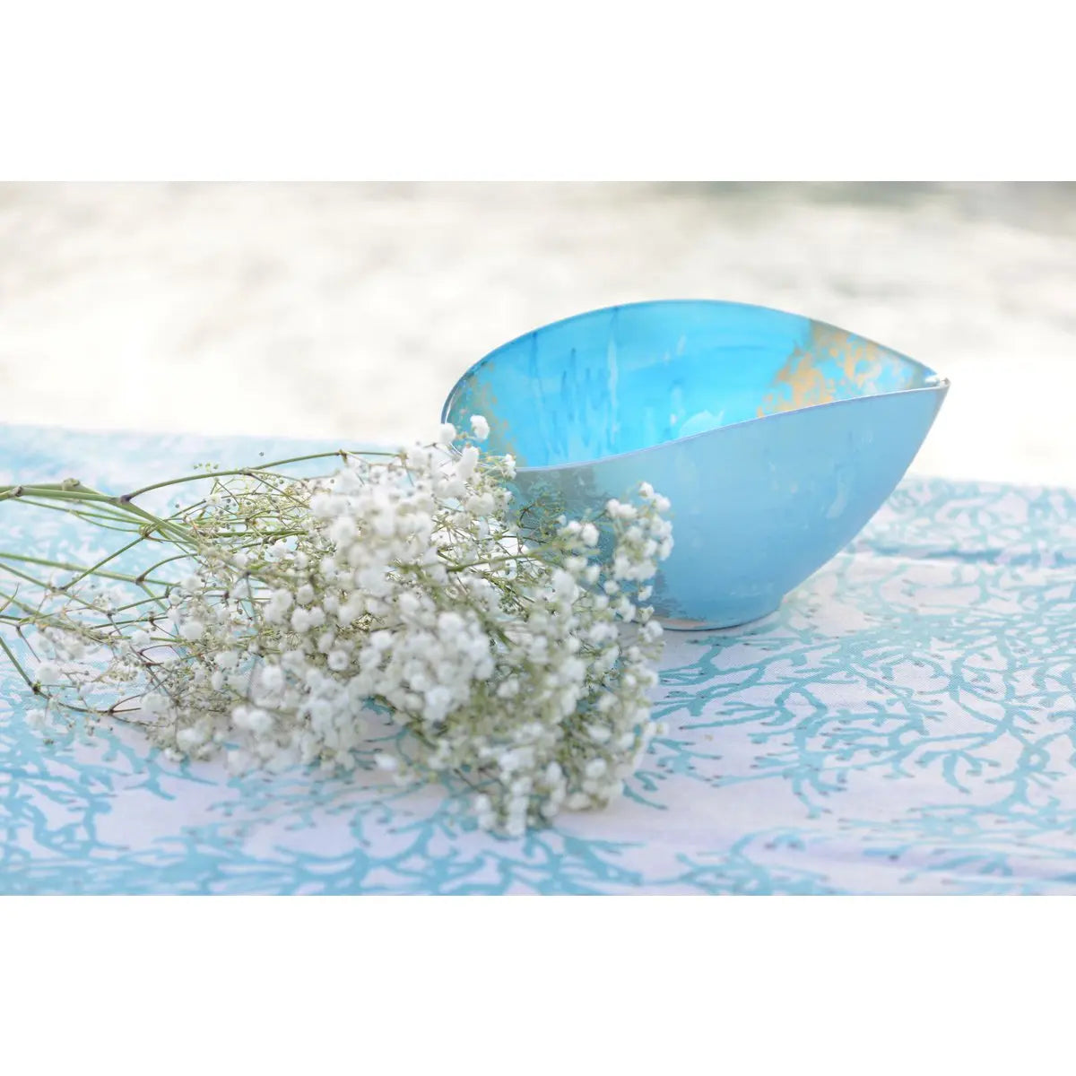 Coupe ovale bleue et dorée 26.5x14.3x11.5cm AULICA