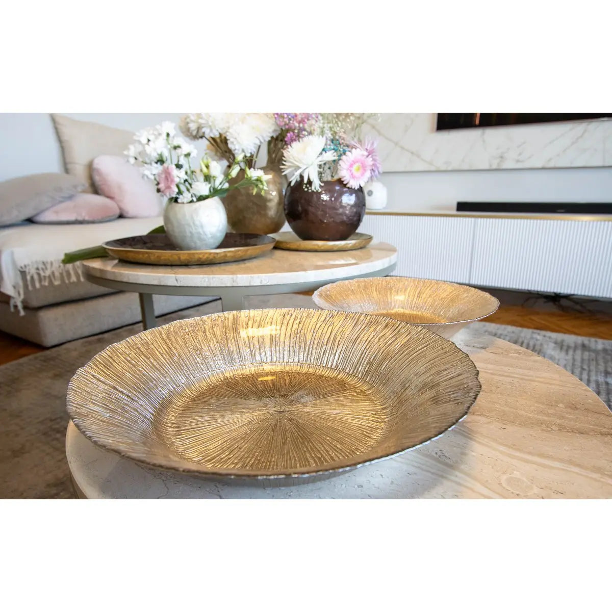 Coupe ronde moka irisé 40x40x7cm AULICA
