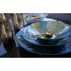 Coupe turquoise et dorée 32cm AULICA