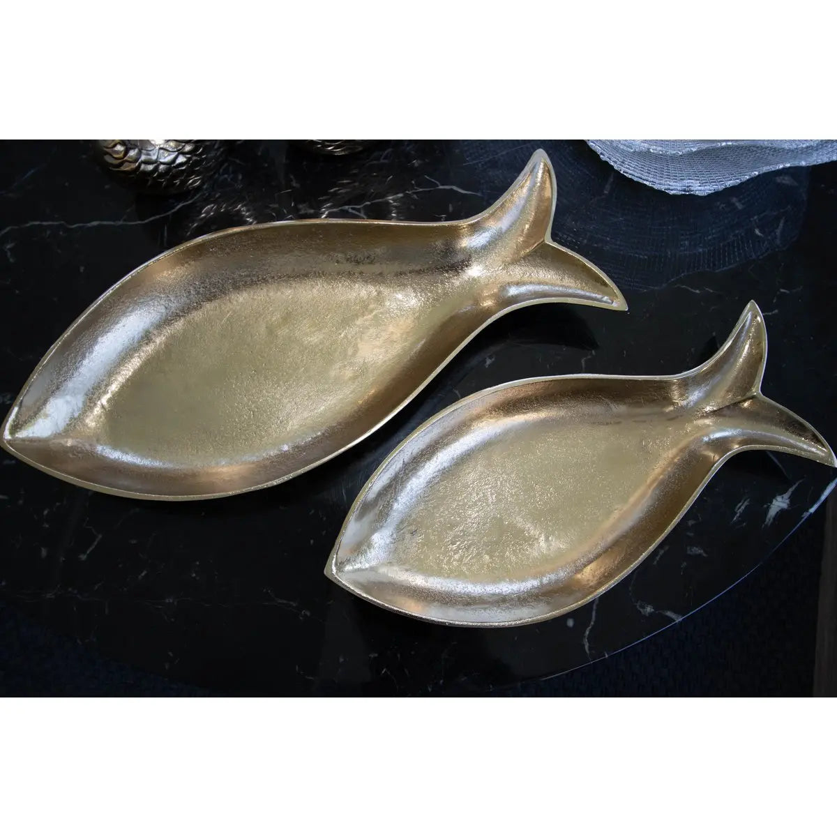 Coupelle creuse dorée poisson 42x18x5.5cm AULICA