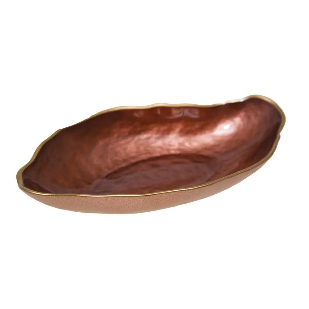 Coupelle ovale marron bord doré 23x13cm AULICA